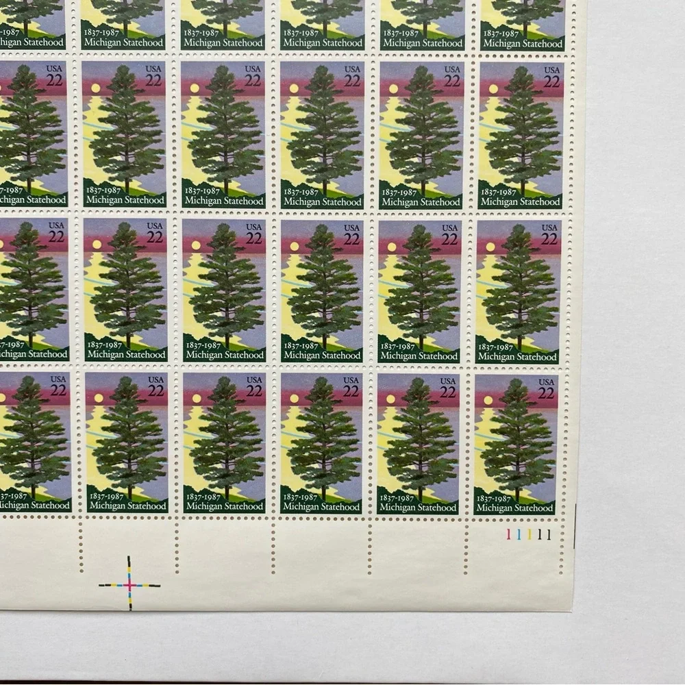 Michigan Statehood Stamps Full Sheet Of 50 US Scott 2246 Pine Tree 1987 MNH